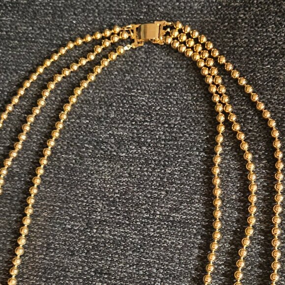 Napier Vintage Triple Strand Layered Necklace - Picture 5 of 12